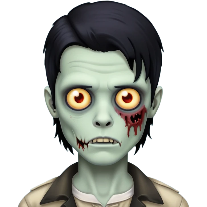 um menino zumbi com cabelo mullet preto  emoji