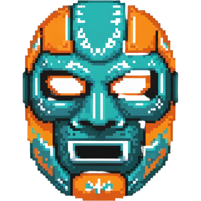 teal and orange luchador mask emoji
