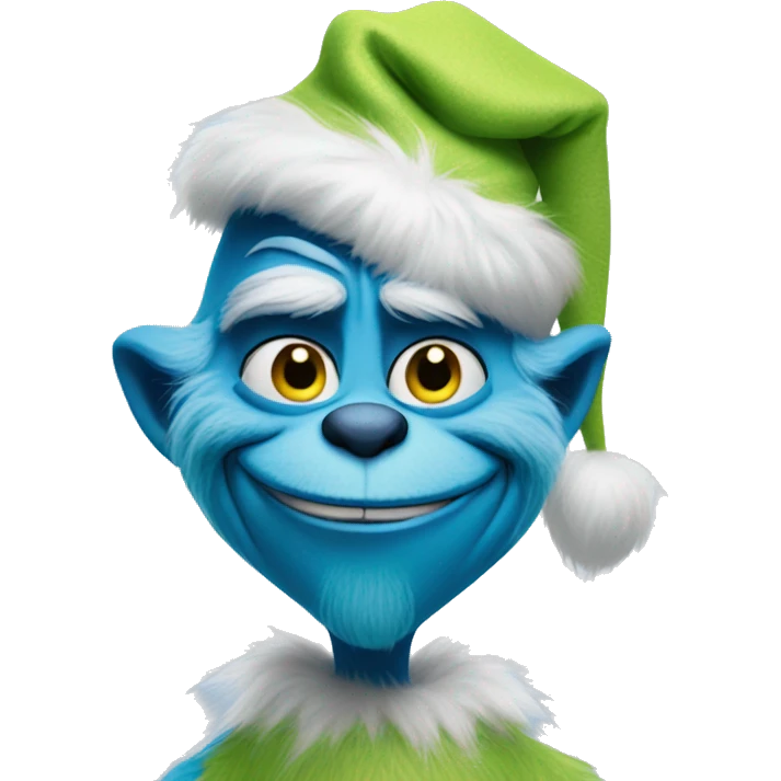 blue grinch smirking emoji