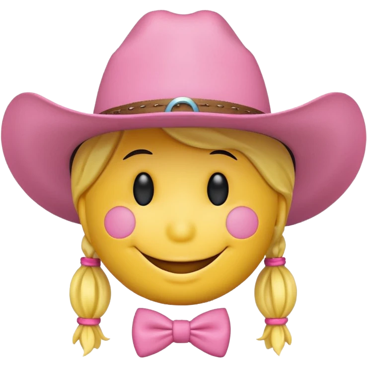 Smiley face with pink cowboy hat emoji