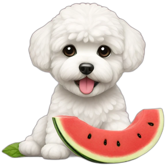 maltipoo eats watermelon emoji