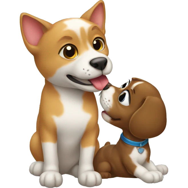 Cat kissing a dog emoji