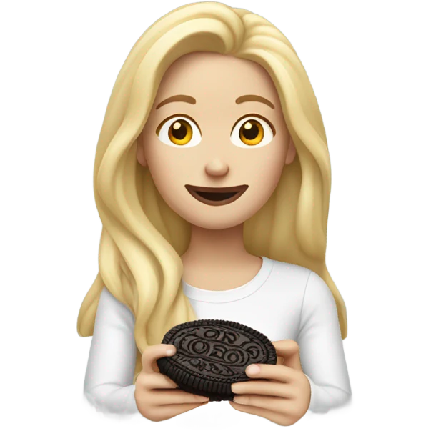 long hair Blonde woman eating an Oreo  emoji