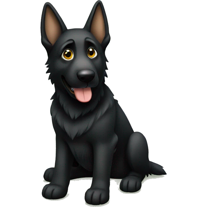 Black german shepherd playing emoji