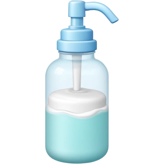 cute toy foam pump bottle object icon, pastel colors, rounded plastic bottle, thick foam on top, 3D cartoon, mobile game icon style, clean background, no text, no watermark emoji