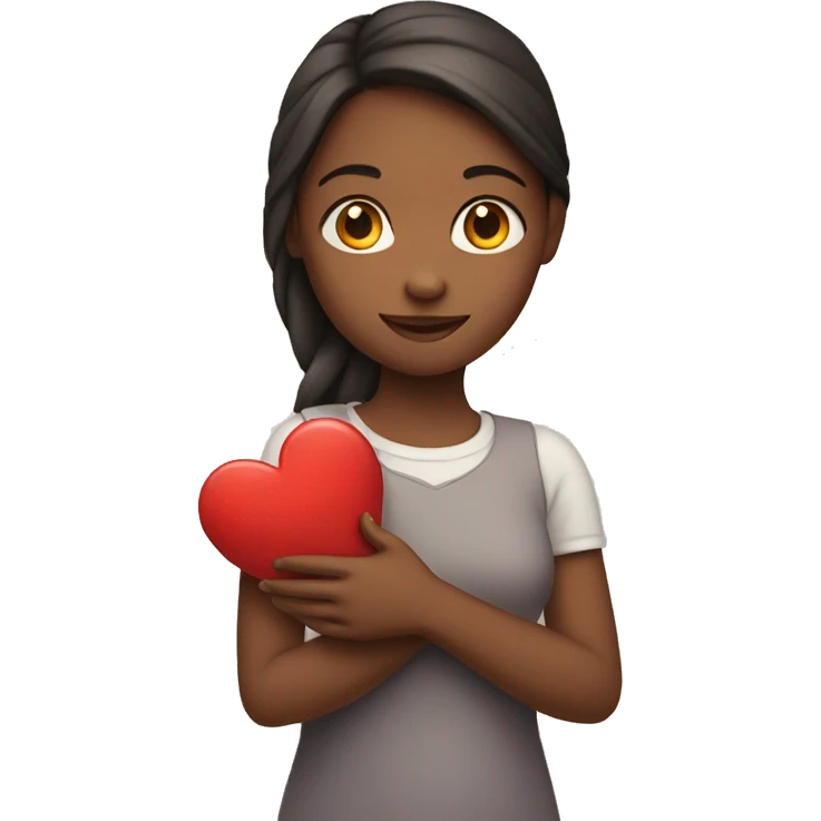 girl holding heart emoji