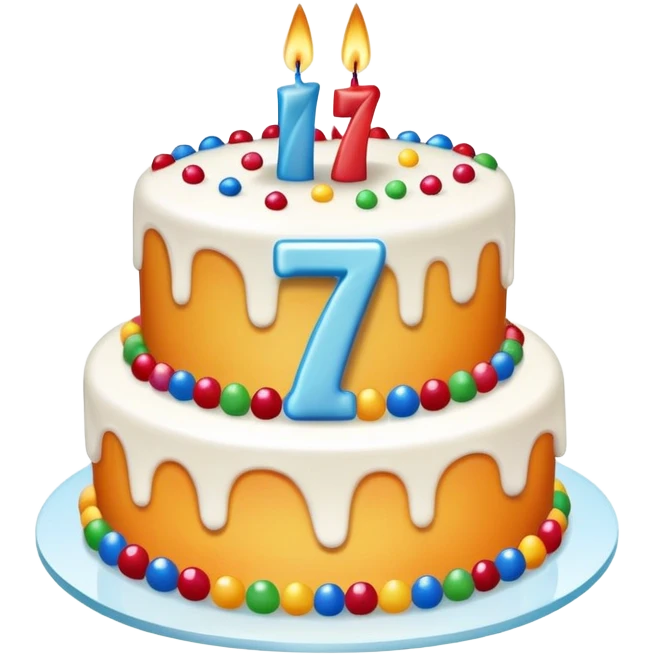 celebration cake with number 7 candle emoji