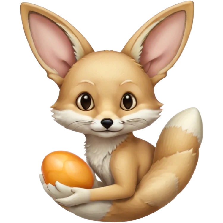 fennec carrying an unpeeled egg emoji