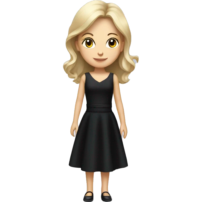 elegant girl in black dress in thr glass emoji
