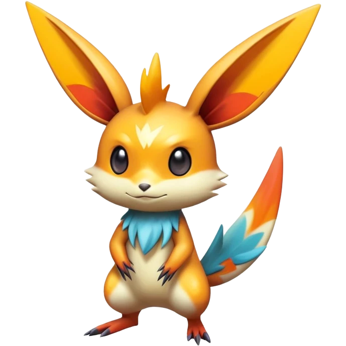 Colorful Shiny Exotic Victini-Salandit-Minccino-Emolga-Fakémon-hybrid-creature (full body)  emoji