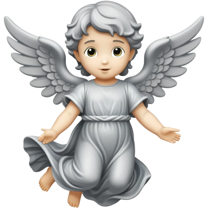 grey flying angel kid made in stone emoji
