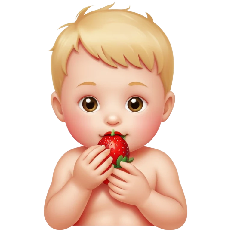 A baby eating strawberry  emoji