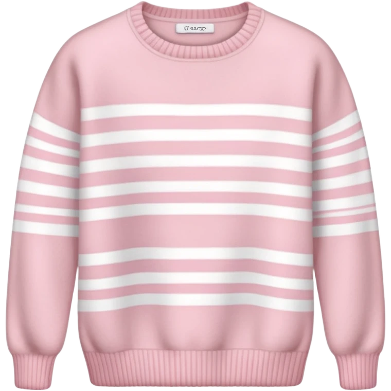 Powder pink cozy cashmere sweater with white stripe emoji
