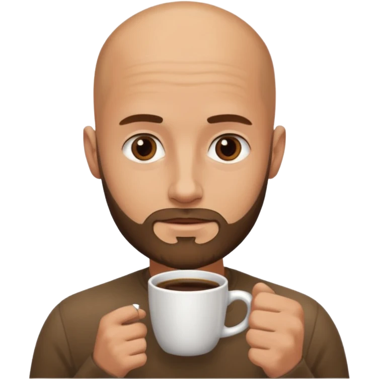 men with coffee no hair, 3 day beard emoji