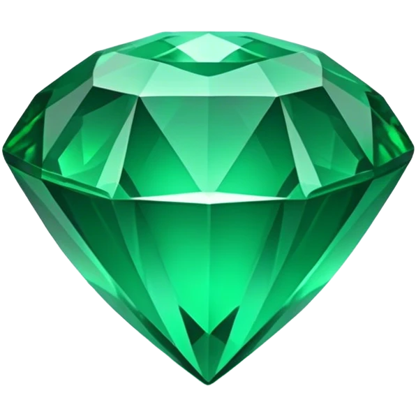 Cinematic Realistic Emerald Emoji, Deep and lush, with a vibrant green hue that catches light, creating a brilliant, sparkling effect across its polished surface. The facets of the gem catch the light in rich, deep reflections, radiating a sense of luxury and nature. Soft glowing outline, capturing the essence of natural beauty and timeless elegance in a vivid emerald. emoji