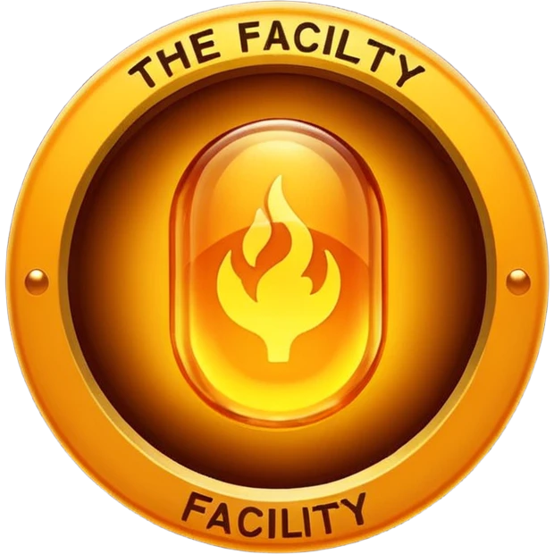 glowing amber emblem above bold text reading “THE FACILITY” emoji