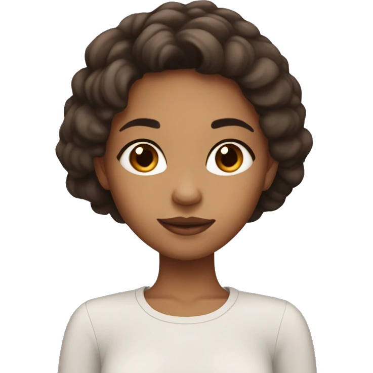 Light skin girl with dark brown hair doing a facial emoji