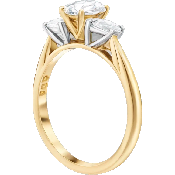 2ct Oval engagement ring, gold, pear trilogy  emoji