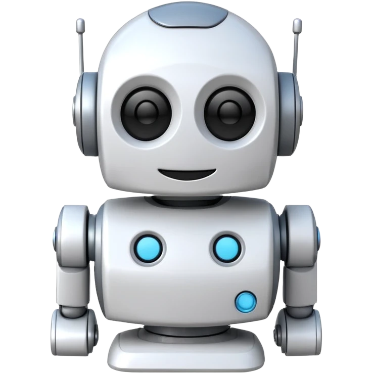 robot cartoon simple kid toy white innocent funny gudget chatGPT friendly smiley round adorable musical emoji
