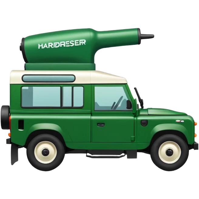 Land Rover with hairdresser written on side  emoji