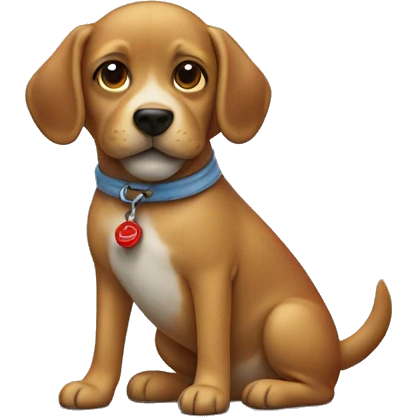 Dog wearing crew neck, light blue jeans and red shoes emoji