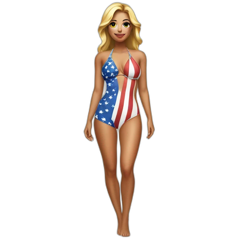 Sexy pose - woman wearing only American flag bikini poster emoji