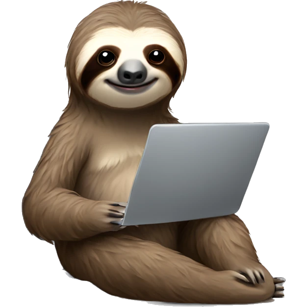 sloth with RedBull can and laptop emoji