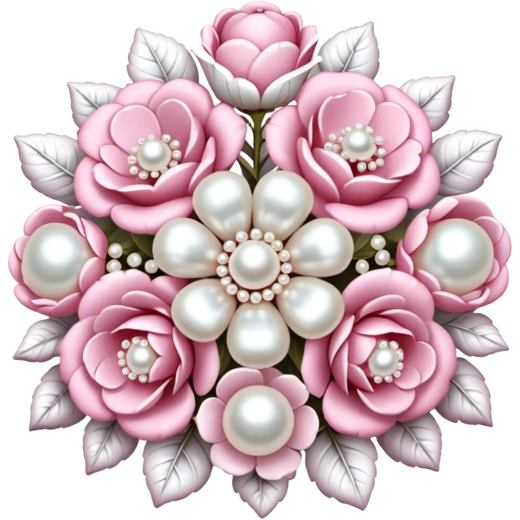 baby pink and white embellished pearl baroque flower bouquet emoji