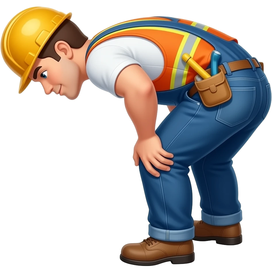 Sexy construction worker bent over grabbing his ass emoji