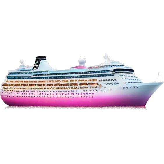 Pink ombre cruise ship with glitter emoji