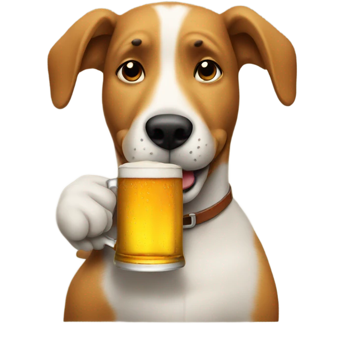 Dog drinking beer emoji