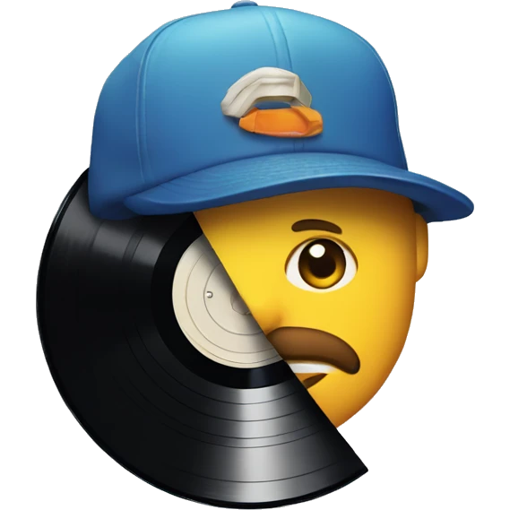 Vinyl record with man wearing cap emoji