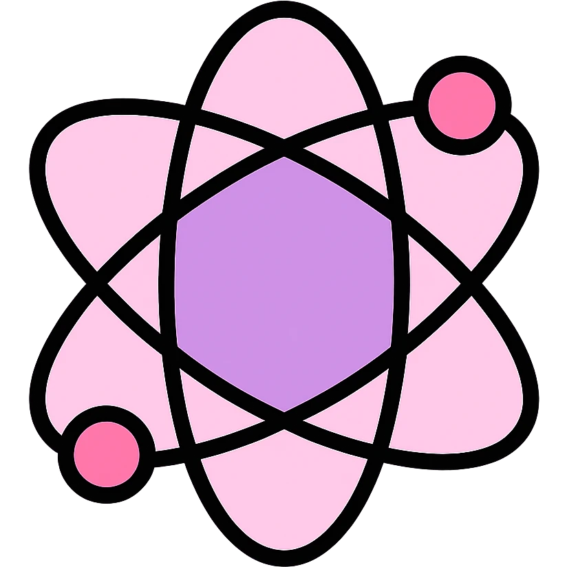 an atom with lavender-pink colors emoji