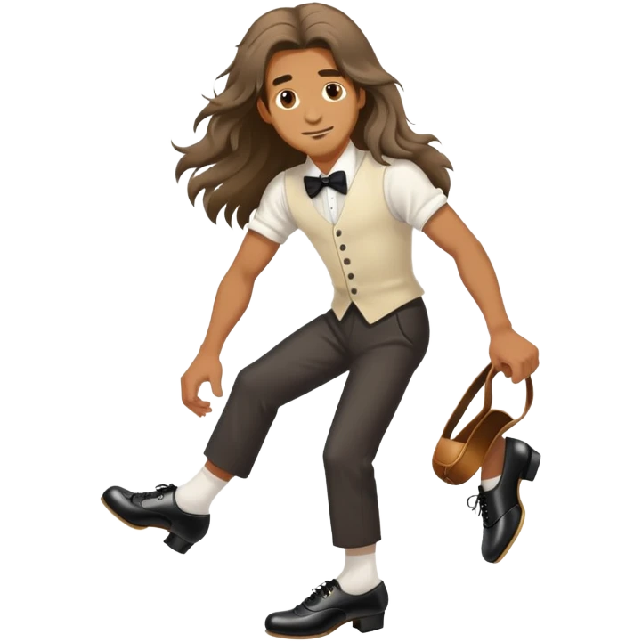 long haired man with tap shoes emoji