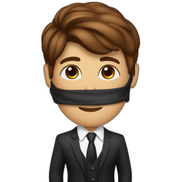 contadora con traje ejecutivo de piel marron con el pelo liso negro más abajo de los hombros, ojos café  emoji