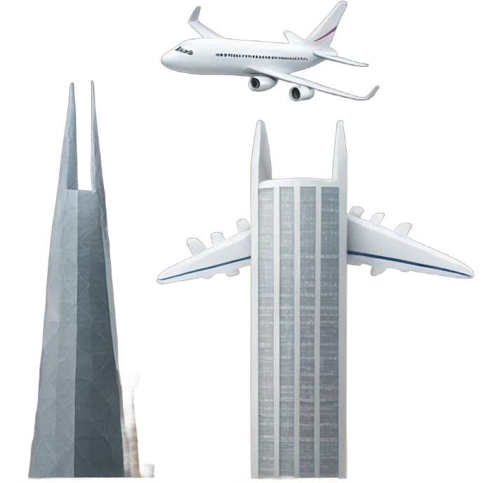Plane and two towers emoji