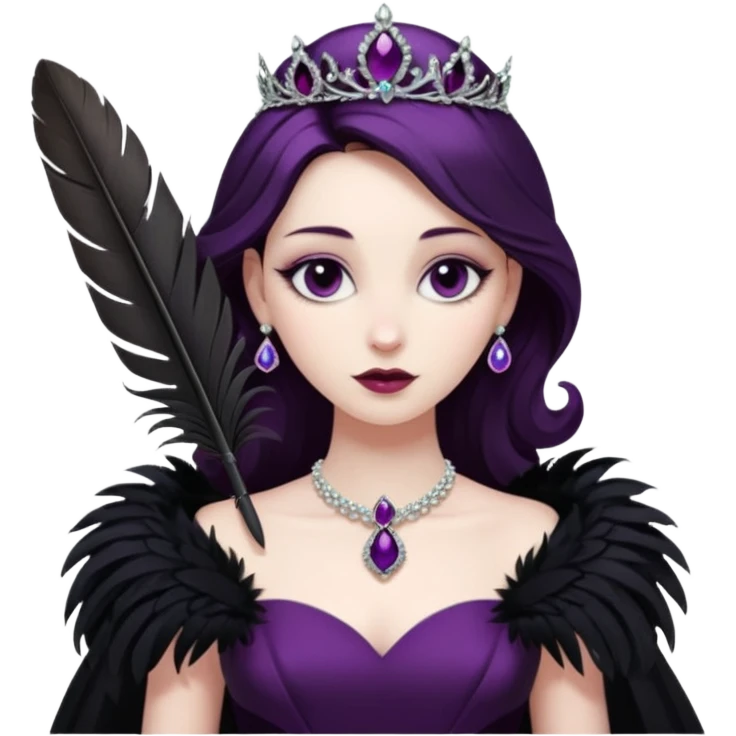 feather brooch + plum black gown,Shadow Princesses. emoji