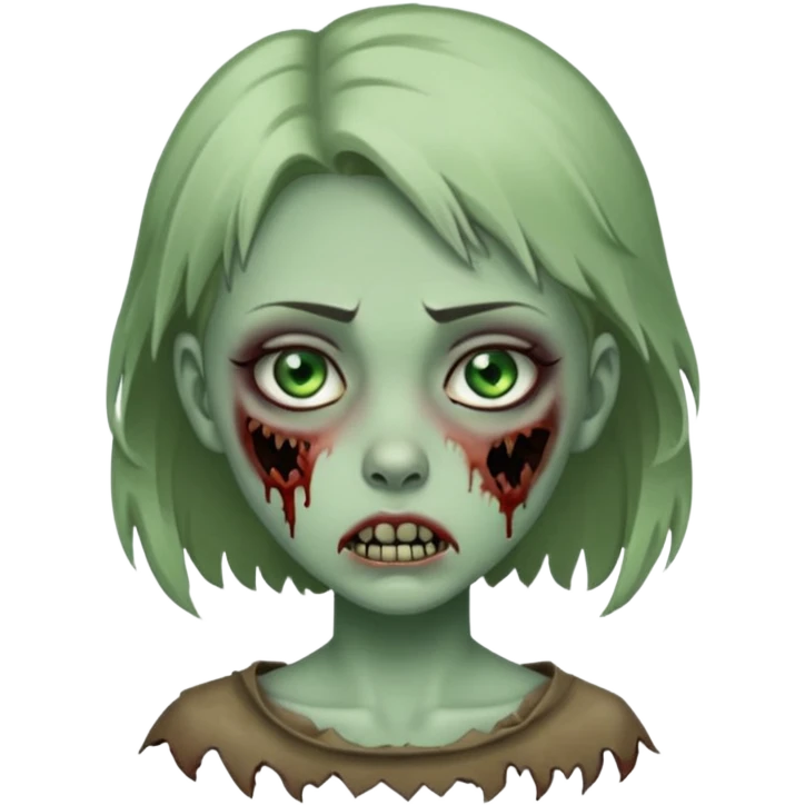 Short wolf cut zombie girl emoji