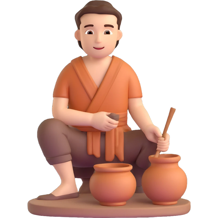 simple and expressive man doing pottery emoji