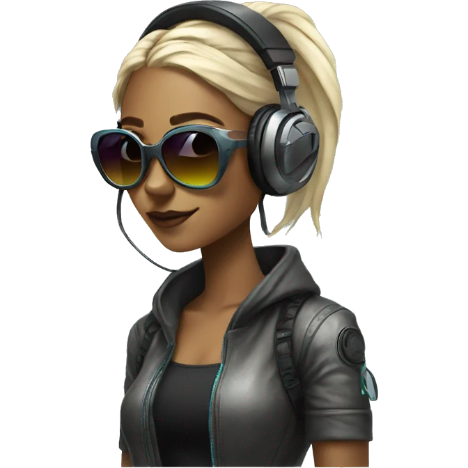 A beautiful cyberpunk girl wearing sunglass and headphones emoji