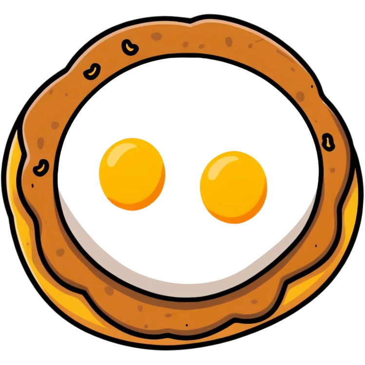 brown plain cookie with sunny side up egg on top emoji