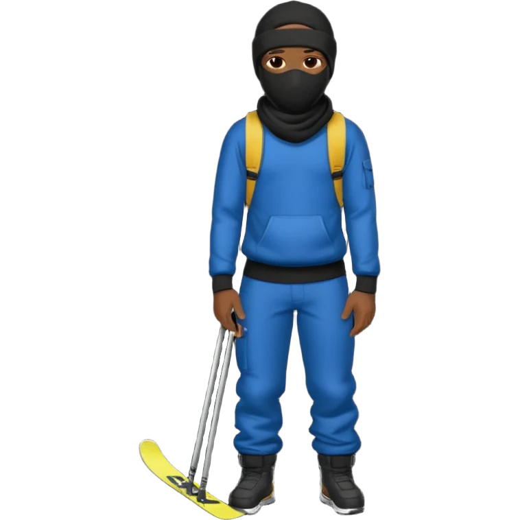 Black Man Sagging his pants with a ski mask on wearing all black emoji