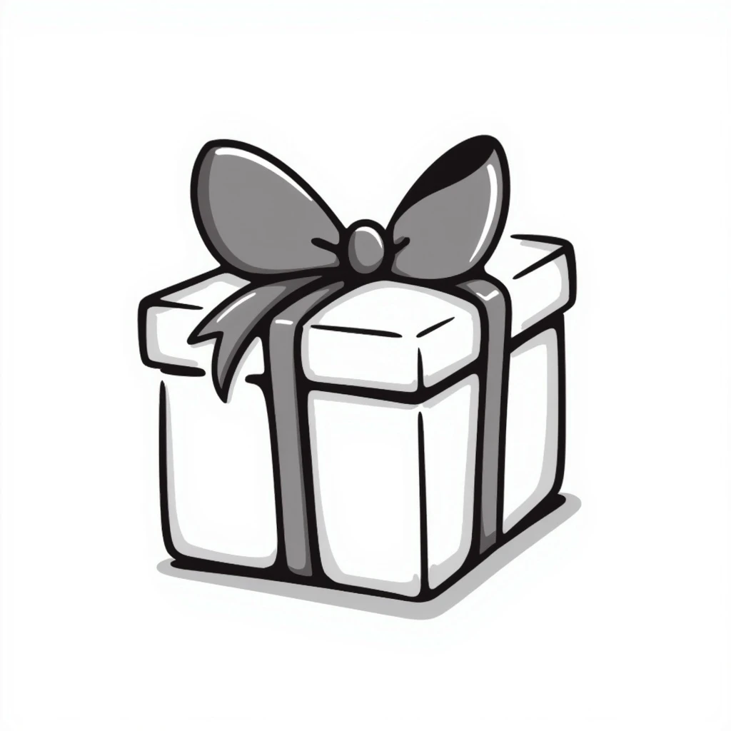 a simple doodle of a gift box in black ink emoji