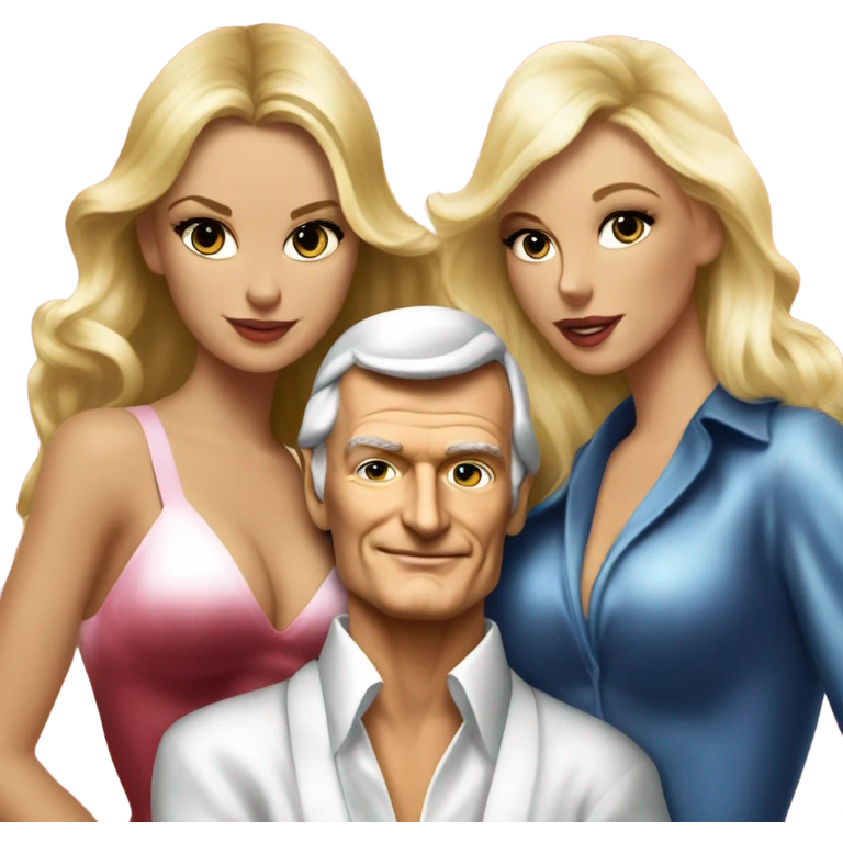 Young Hugh Hefner with 3 beautiful blondes emoji