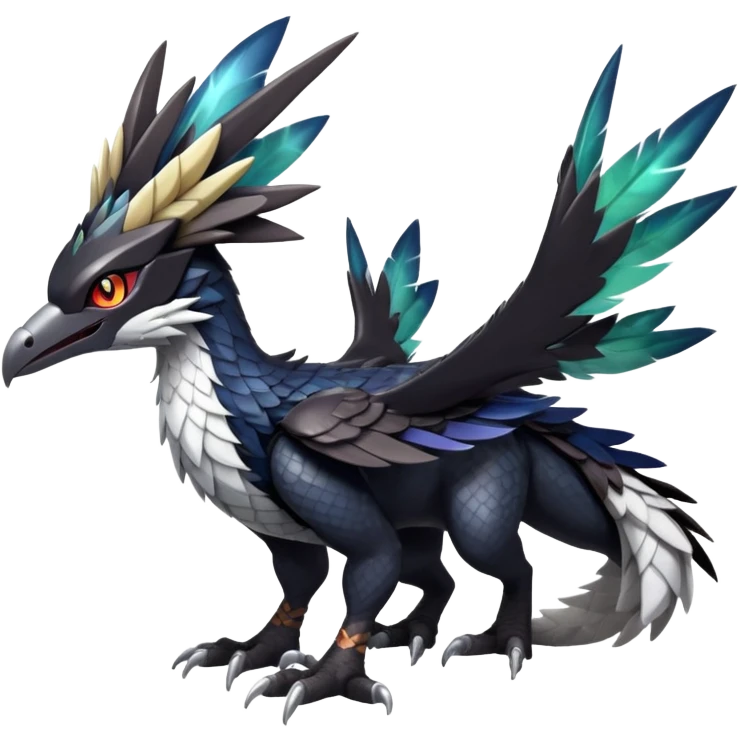 Shiny Dark Nargacuga-Silvally-Trico-Noivern-Hybrid (Full body) emoji
