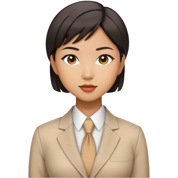 Short haired Asian female portrait, profession dressing emoji
