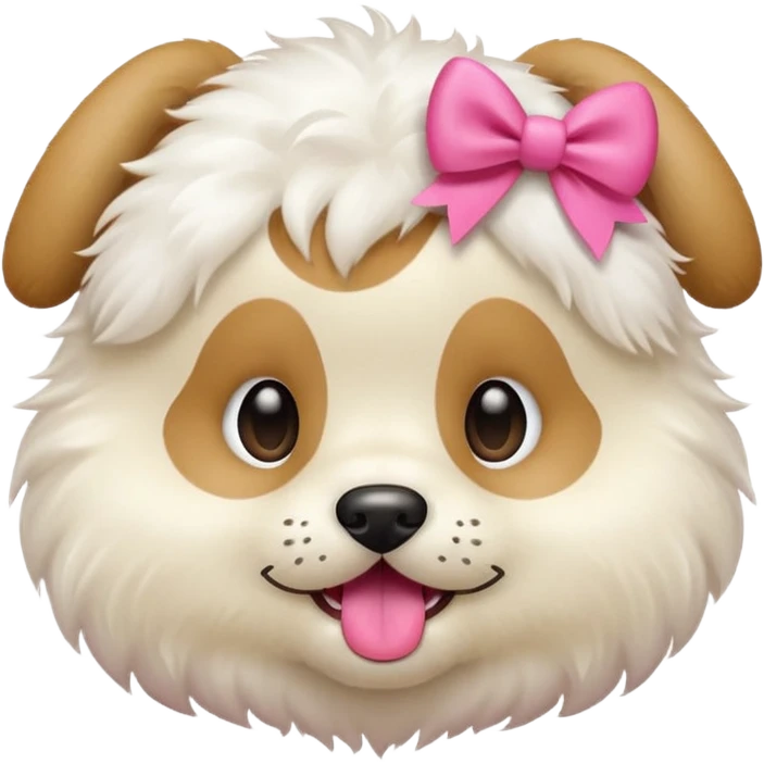 This puppy HEAD 🐶 with a pink bow and tongue out, please in apple ios emoji stylem emoji
