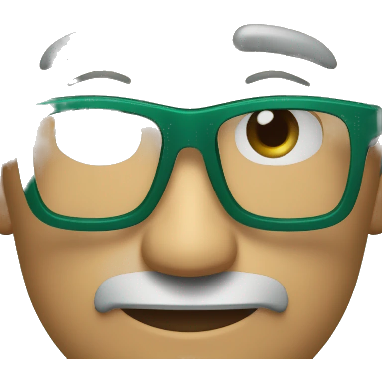 Calvo moreno ojos verdes y marron con gafas azul oscuras emoji