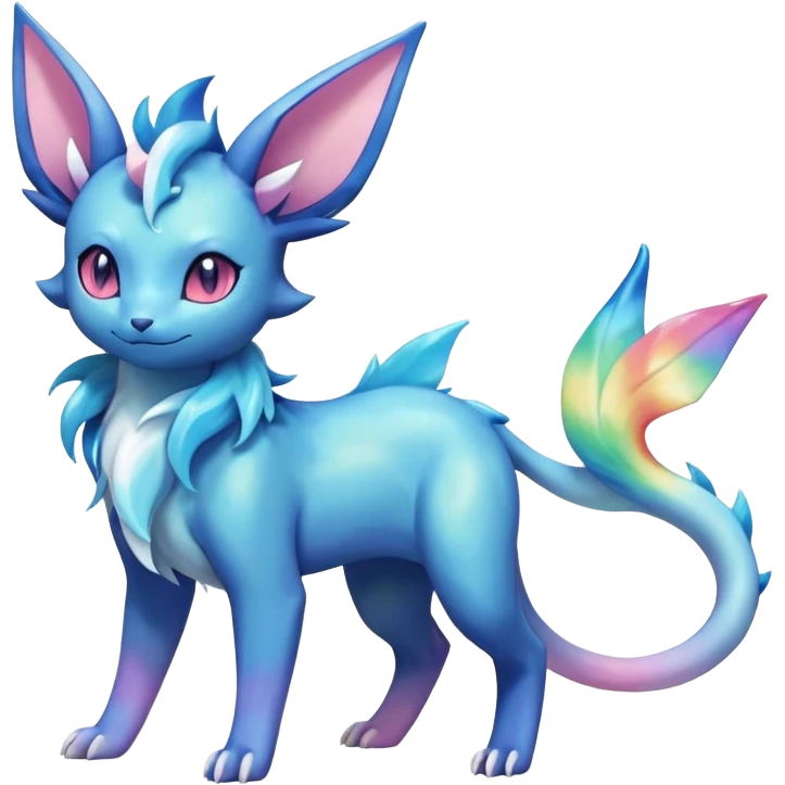 Rainbow crystalic Shiny pastel Nebulae Salandit-Glaceon-Sylveon-Espeon-Vaporeon-Noibat-Fakémon-hybrid-creature (full body)  emoji
