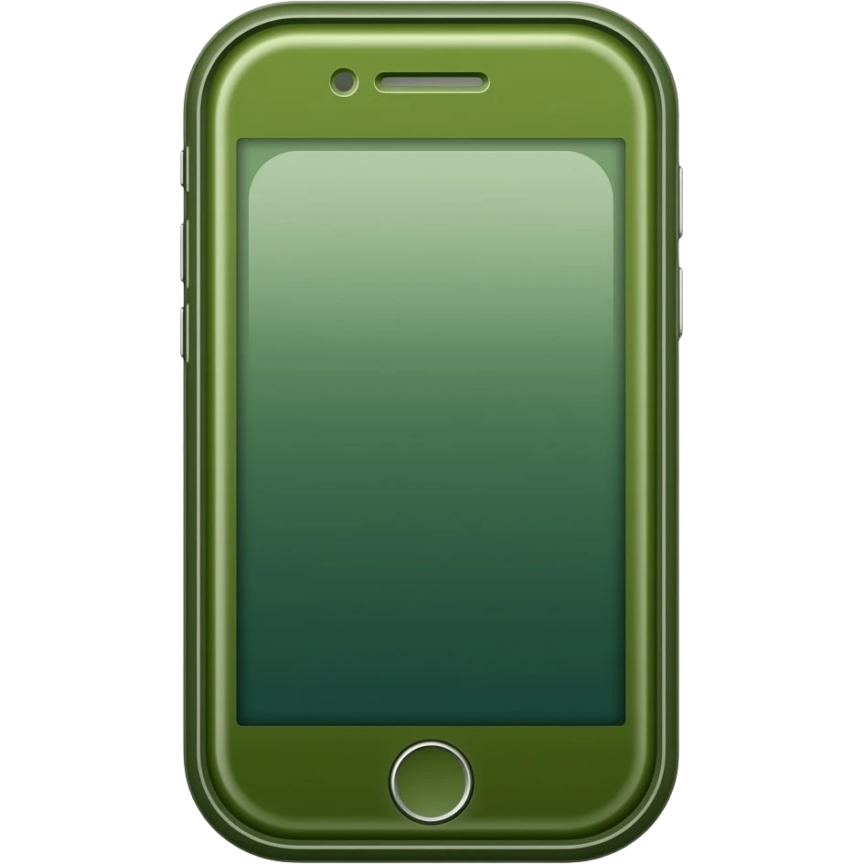 phone with a screen a The phone’s body) is olive-green color emoji